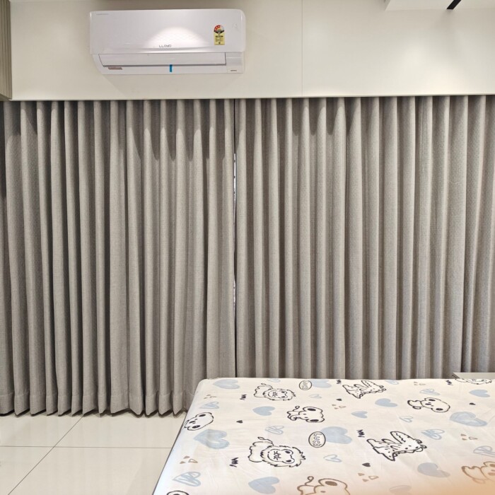 Modern Grey Pleated Curtains